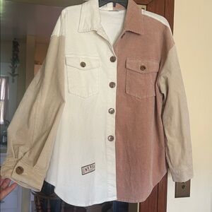 Two-Tone Button-Up Women’s Female Men’s REVEL Shirt Size Small Medium Large